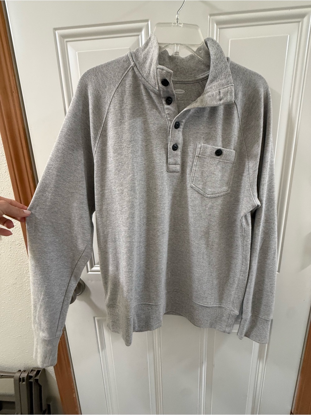 Men's Gray Henley Pullover Sweater cotton